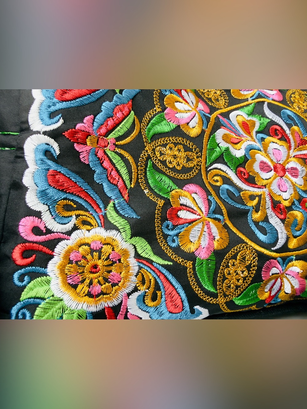 Brand New, Never Used, Multi-Color, Embroidered 3 Compartment Crossbody Bag - Picture 2 of 8